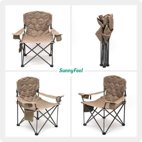 XXL Oversized Camping Chair Heavy Duty 500 LBS for Big Tall People Above 6'4 Padded Portable Folding Sports Lawn Chairs with Armrest Cup Holder & XXL Oversized Camping Chair Heavy Duty 500 LBS for Big Tall People Above 6'4 Padded Portable Folding Sports Lawn Chairs with Armrest Cup Holder &
